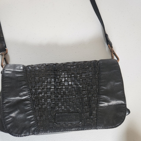 Liebeskind Berlin Sheep Leather Woven Shoulder Bag Crossbody Purse Black Boho - Picture 4 of 13